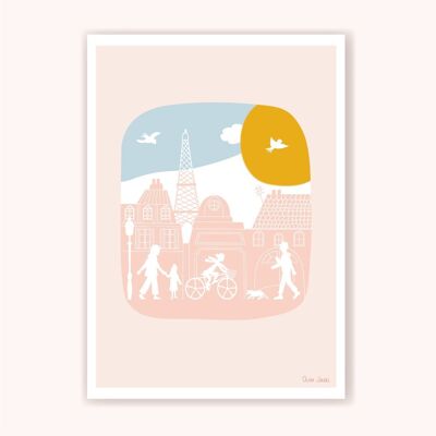 A3 and A4 Paris pink poster
