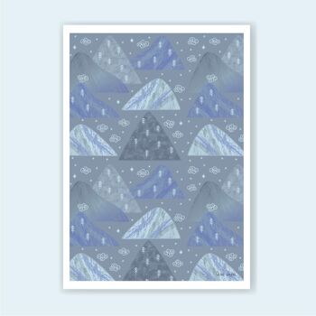 Affiche A3 et A4 Montagnes bleues 1