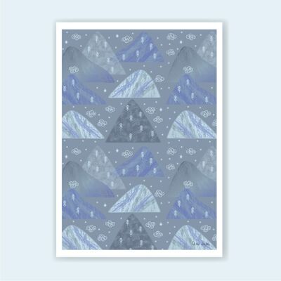 Affiche A3 et A4 Montagnes bleues