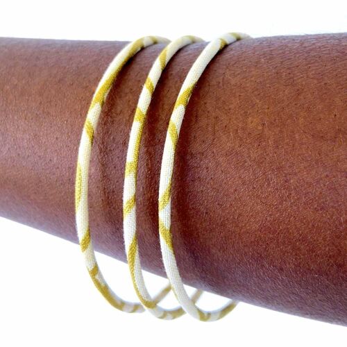 Bracelet Jonc fin Japonais Seigaiha écru et doré