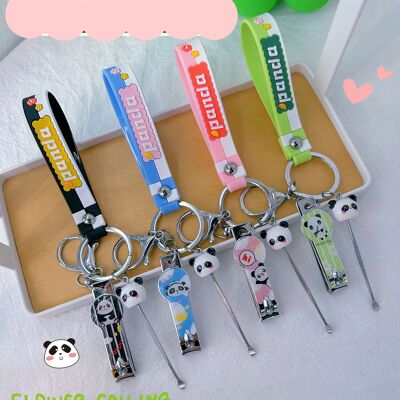 Kawaii key ring set useful panda nail clipper