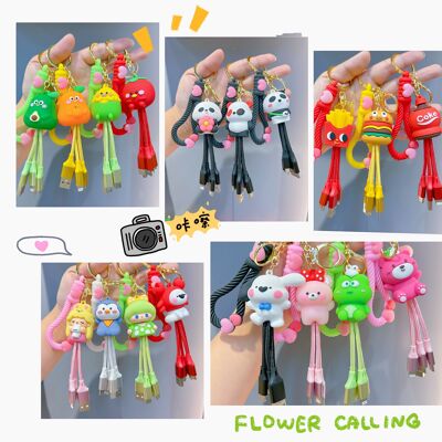 Kawaii key ring 3 recharging cables