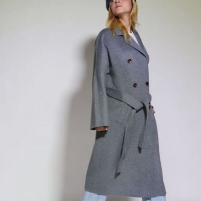 TOKYO Double-Breasted Organic Cashmere-Wool blend Belted Long Coat