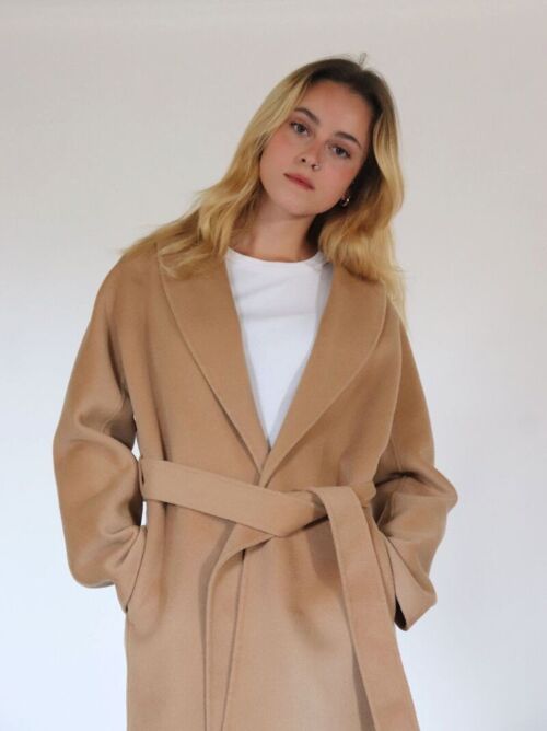 LONDON Belted Organic Cashmere-Wool blend Wrap Coat