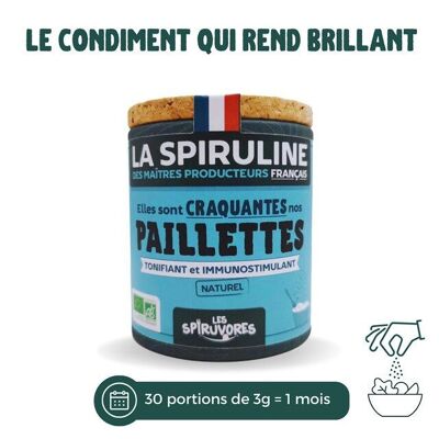 Organic spirulina in flakes, 30-day cure