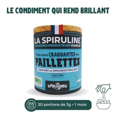 Espirulina ecológica en copos, cura de 30 días