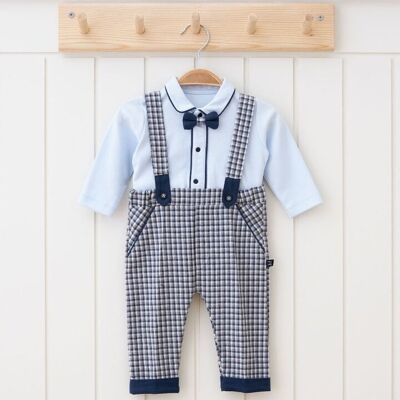 Un paquet de quatre tailles 100% coton Sherlock ensemble de salopette élégant pour bébé garçon-2 pièces