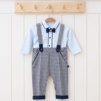 Un paquet de quatre tailles 100% coton Sherlock ensemble de salopette élégant pour bébé garçon-2 pièces 3