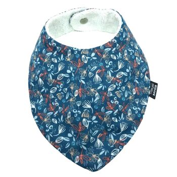 BAVOIR BANDANA - BLEU IMPRIMÉ FEUILLES 1