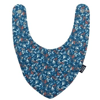 BAVOIR BANDANA - BLEU IMPRIMÉ FEUILLES 2