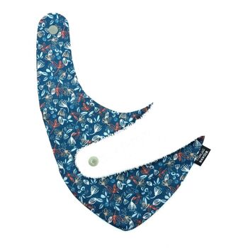 BAVOIR BANDANA - BLEU IMPRIMÉ FEUILLES 3