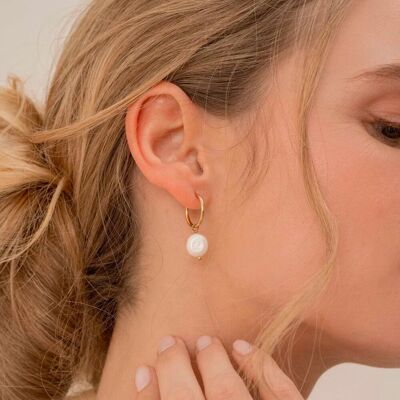 Judicaëlle hoop earrings - freshwater pearl
