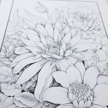 Livre de Coloriages pour adultes, A4 - Flowers and Beauties 4