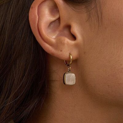 Pendientes mini aro Chloefina - piedra natural