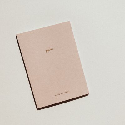 Cuaderno en blanco de color rosa - palabra pensamientos