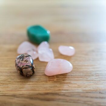 Signe du zodiaque Taureau pierres porte-bonheur pierres de guérison avec aventurine, rhodonite et quartz rose 3