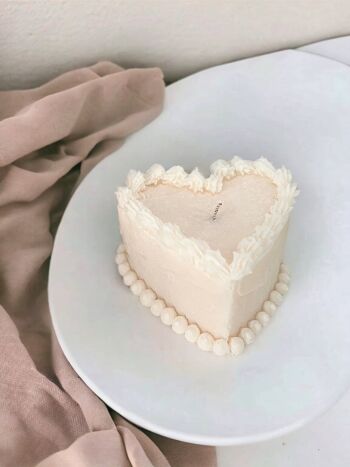 Bougie de gâteau de coeur - Mélange de cire de soja - Bougie parfumée faite à la main - Idée cadeau 2