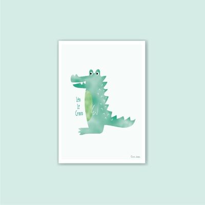 Grüne Krokodil-Kinderkarte im A6-Format