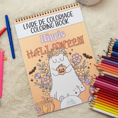 Libro para colorear de Halloween hippie para adultos