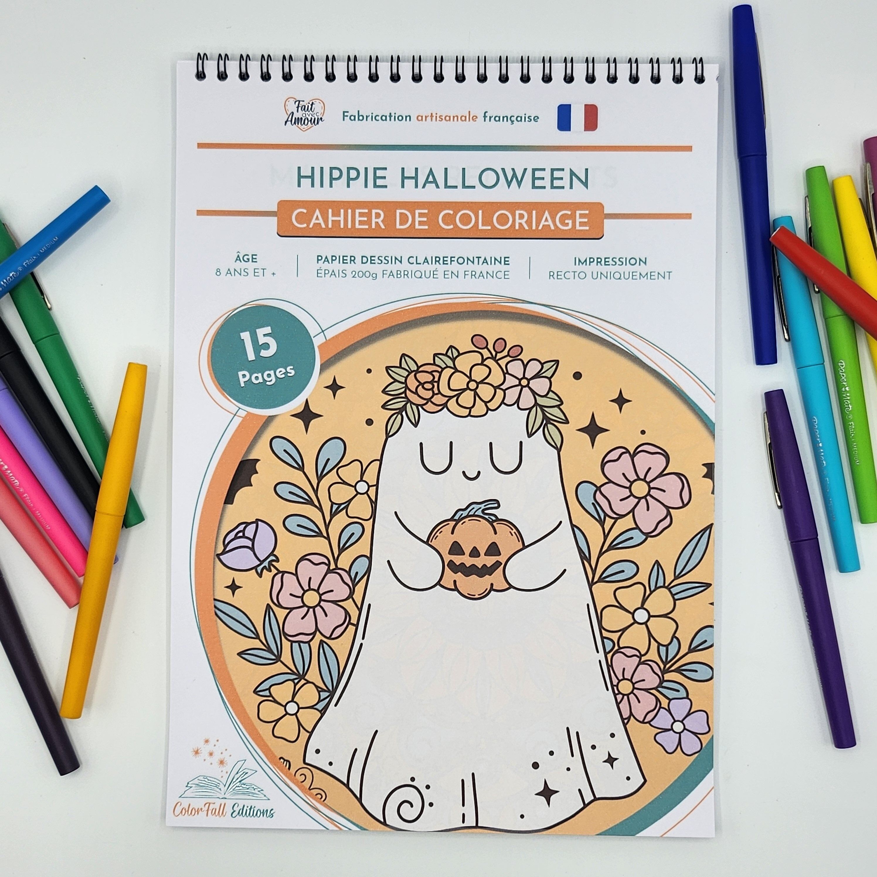 Libro da colorare di Halloween hippie per adulti