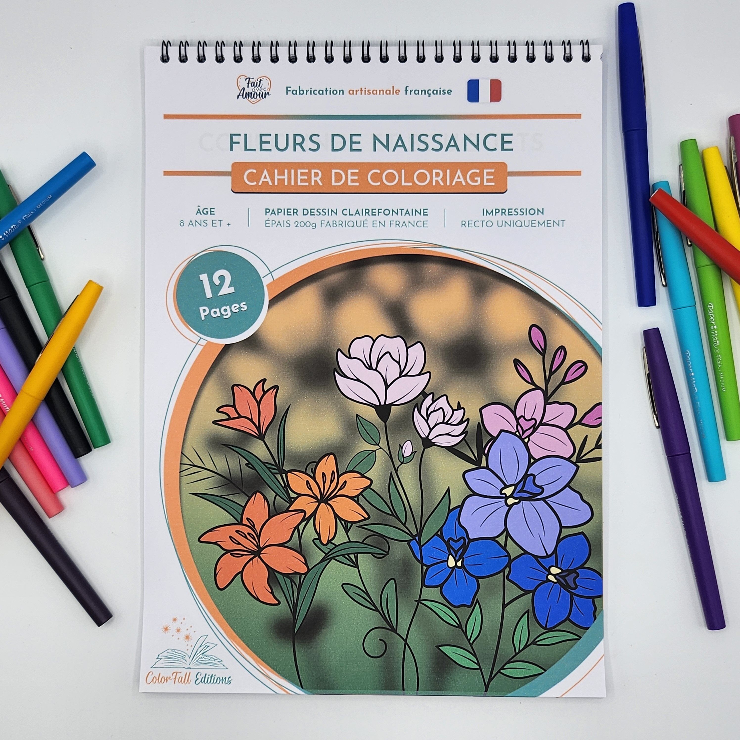 Libro da colorare per adulti Fiori di nascita