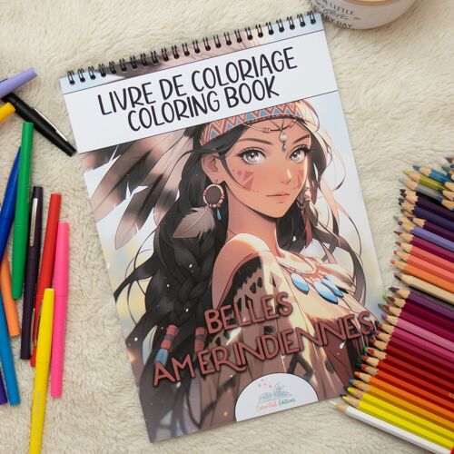 Livre de Coloriages pour adultes Belles Amérindiennes
