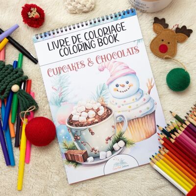 Livre de Coloriages pour adultes - Noël, Cupcakes & Chocolats Vol.1