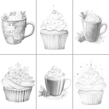 Livre de Coloriages pour adultes - Noël, Cupcakes & Chocolats Vol.2 5