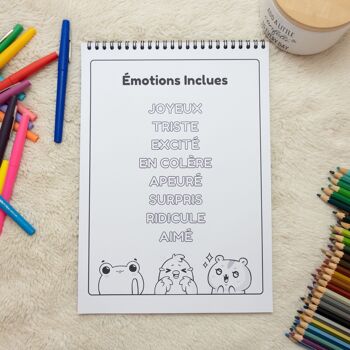 Livre de Coloriages pour enfants pour apprendre les émotions, animaux mignons à colorier 3