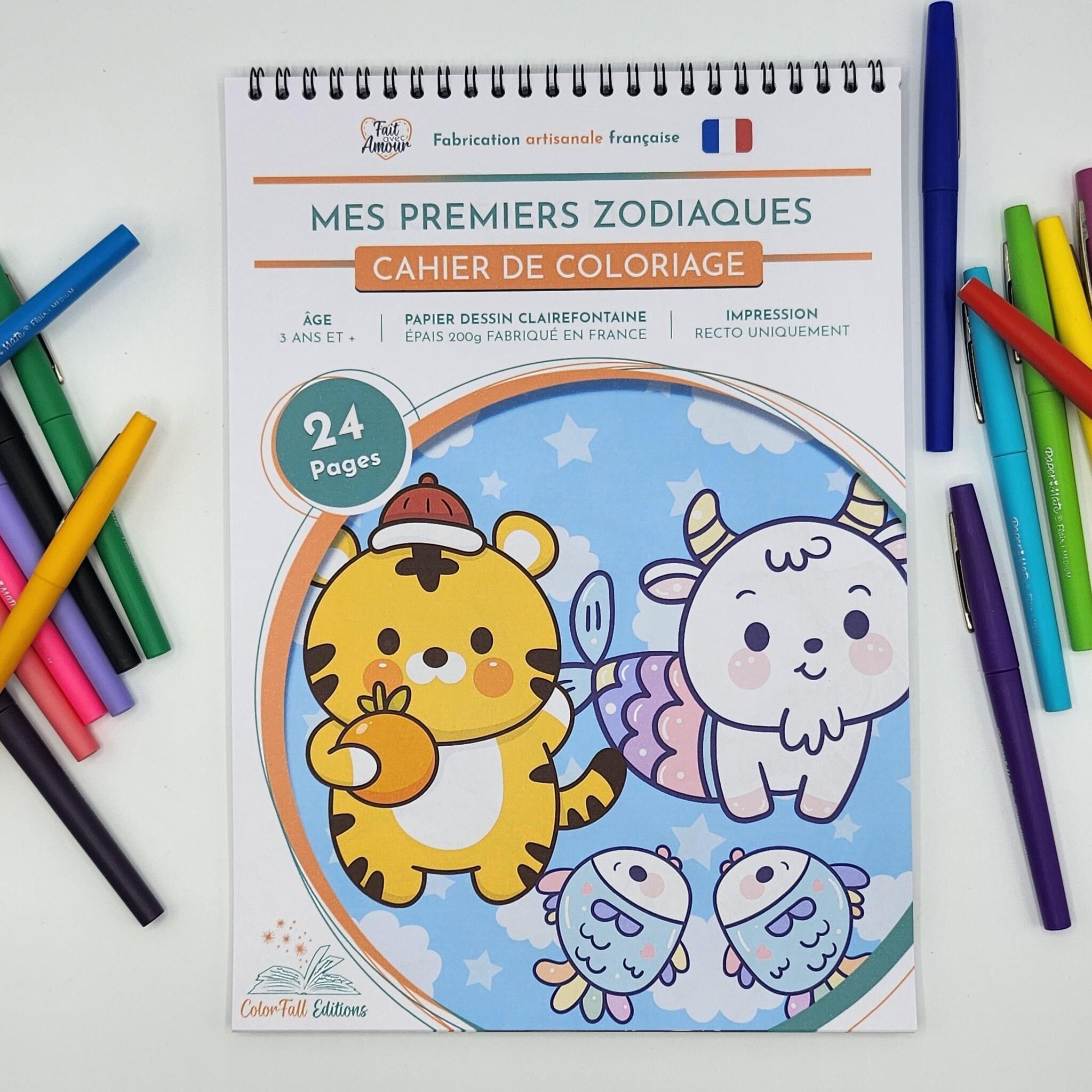 Libro da colorare per bambini, Zodiaci solari e cinesi - Dai 3 anni