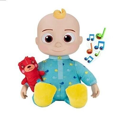 Bandai – CoComelon – Musical Baby JJ – Puppe, 30 cm Puppe, die das Lied spielt Ja Ja Schlafenszeit – Ref: CWM0016