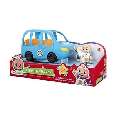 Bandai - CoComelon - Musical family car + 5 figurines - Vehicle that plays the song "Are we there yet" (in English) and 5 7 cm figurines: JJ, TomTom, YoYo, Maman, Papa - Ref: WT0104