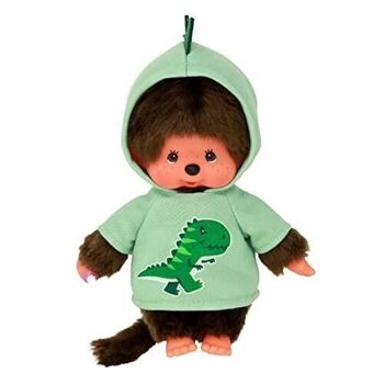 Bandai - Monchhichi - Peluche Monchhichi dinosaure - Peluche iconique des années 80 - Peluche toute douce 20 cm pour enfants et adultes - Réf : SE242177 2