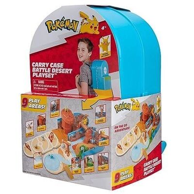 Bandai – Pokémon – Rucksack des Wüstentrainers – Transportables Pokémon-Spieluniversum – Zubehör, das sich in eine Pokémon-Arena verwandelt – Ref: PKW2836