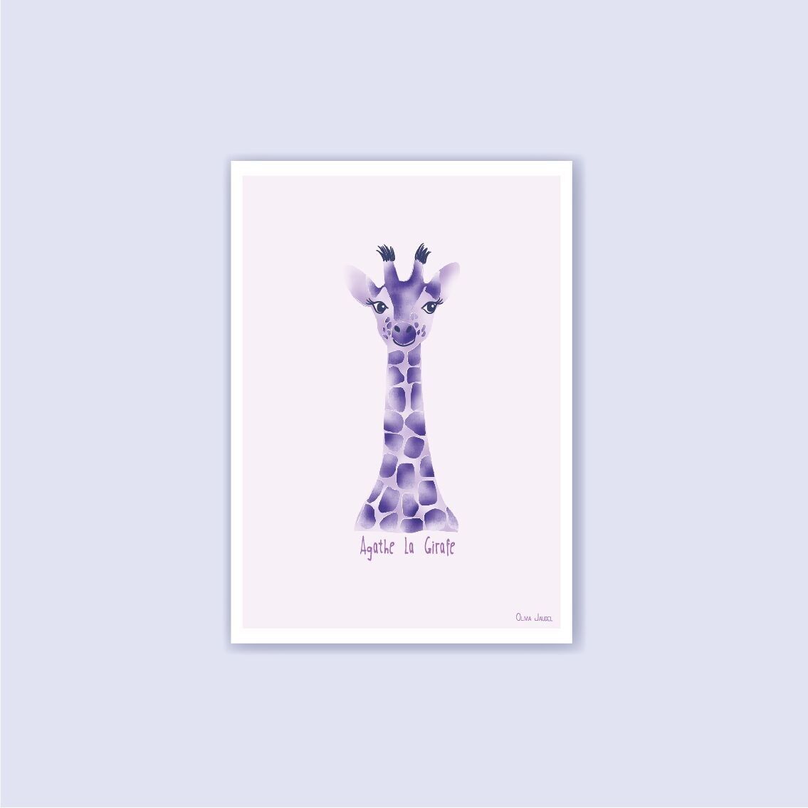 A6 Kinderkarte Lila Giraffe