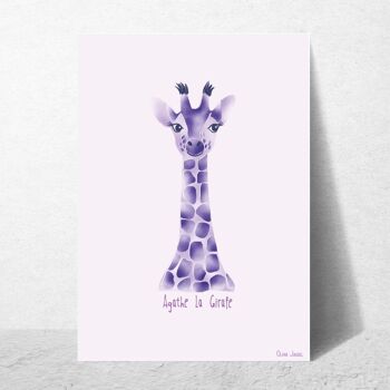 Carte Enfant A6 Girafe mauve 2