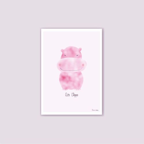 Carte A6 Enfant Hippo rose