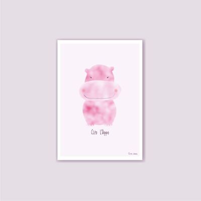 Pink Hippo Child A6 Card