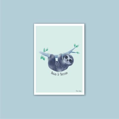 Biglietto A6 per bambino bradipo blu