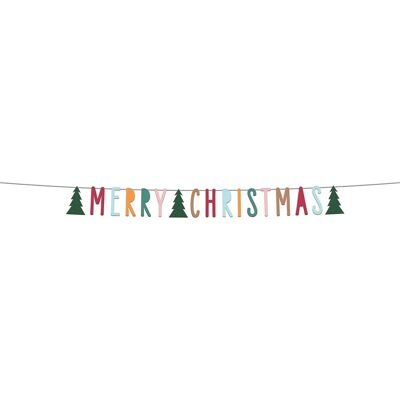 Briefbanner „Merry Christmas“ – Holly Jolly – 1,5 Meter