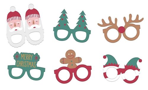 Glasses - Holly Jolly - Paper - 6 pieces