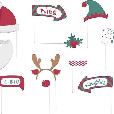 Photobooth Accessories - Holly Jolly - 12 pieces