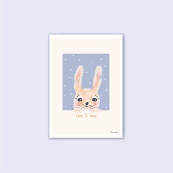 Carte A6 Enfant Lapin rose 1