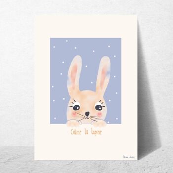 Carte A6 Enfant Lapin rose 2