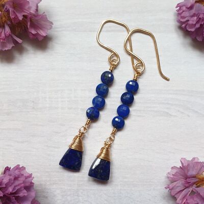 14K Gold-Filled Lapislazuli Ohrringe