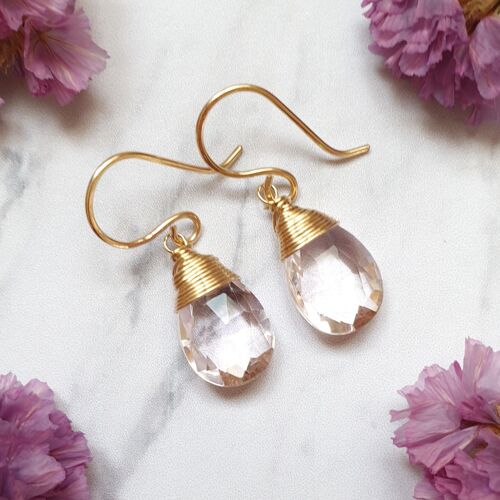 14K Gold-Filled Earrings with Pink Topaz