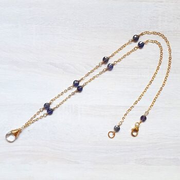 Collier Iolite & Crystal de Roche en gold-filled 14K, 40cm 3