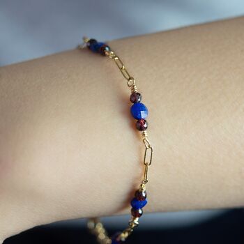 Bracelet Grenat + Lapis Lazuli en Gold-Filled 14K 1