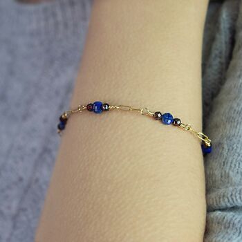 Bracelet Grenat + Lapis Lazuli en Gold-Filled 14K 2