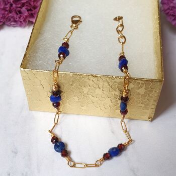 Bracelet Grenat + Lapis Lazuli en Gold-Filled 14K 3
